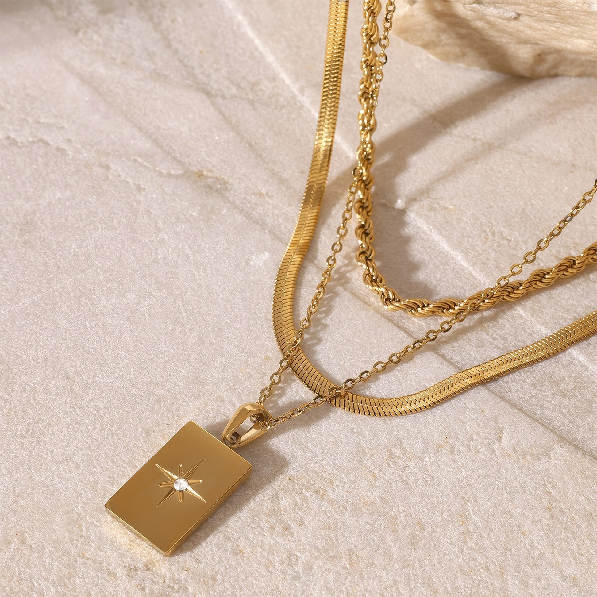 Astrid Starlight Layered Necklace - Gold - Back View - Ohh Glam