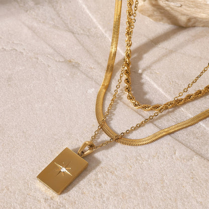 Astrid Starlight Layered Necklace - Gold - Back View - Ohh Glam