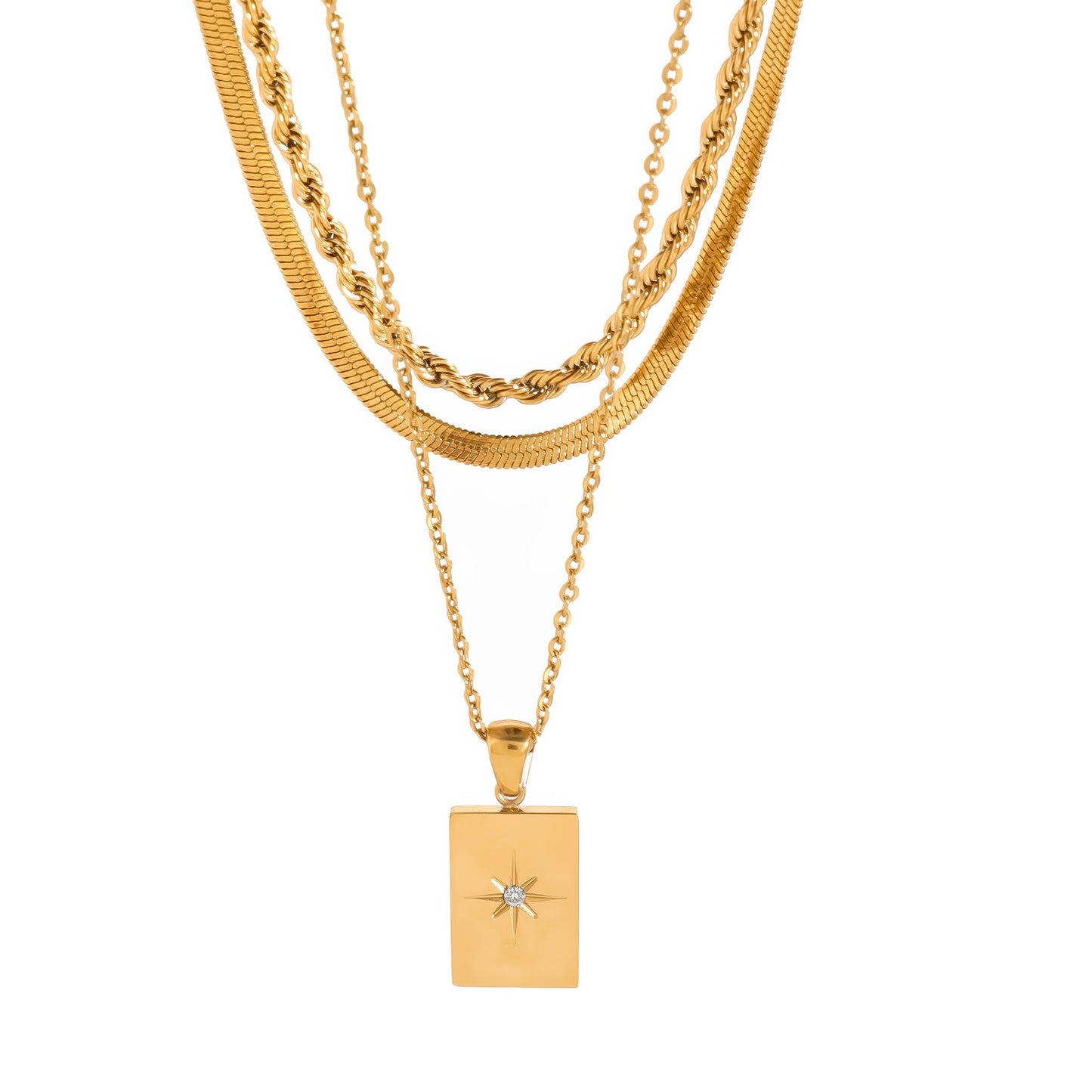 Astrid Starlight Layered Necklace - Gold - Front View - Ohh Glam