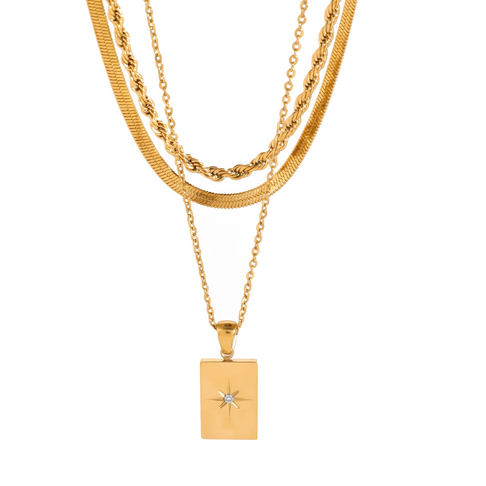 Astrid Starlight Layered Necklace - Gold - Front View - Ohh Glam