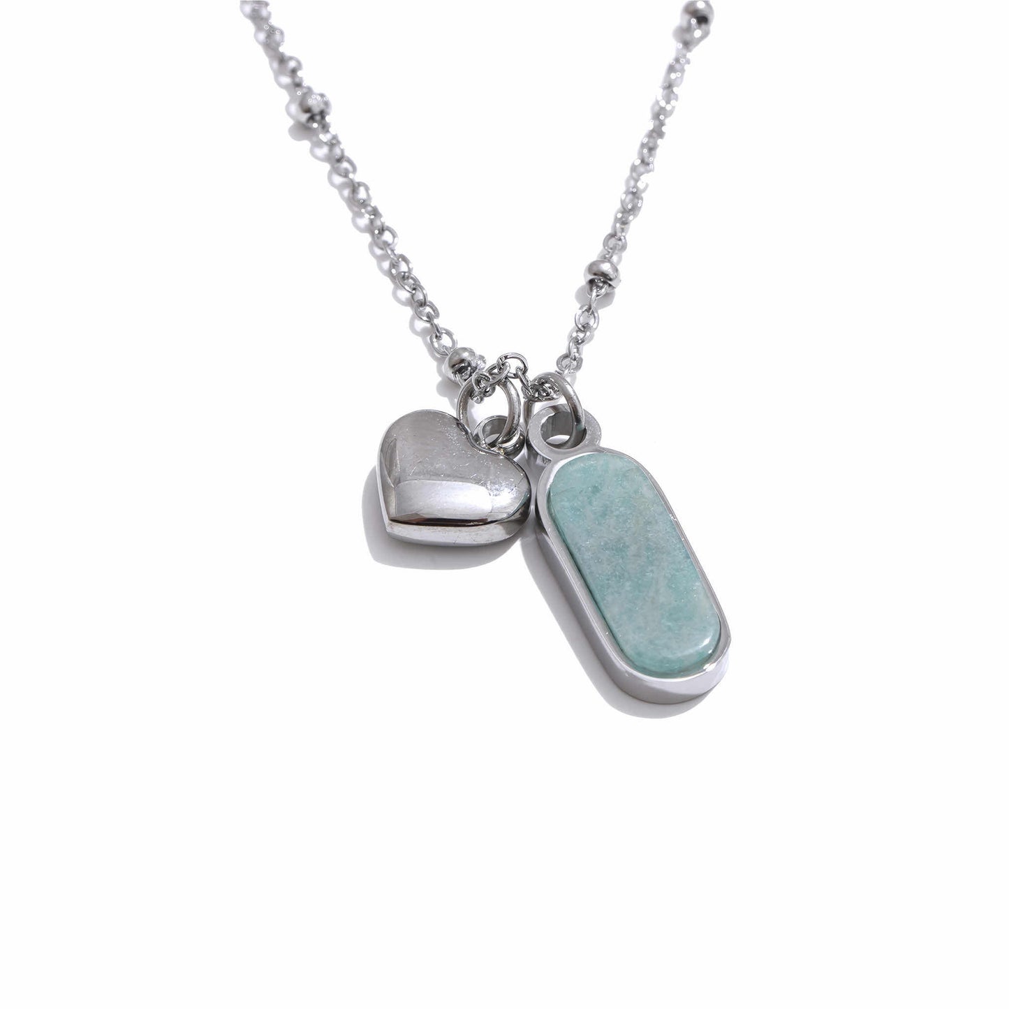 Aura Amazonite Heart Necklace - Gold - Additional View - Ohh Glam