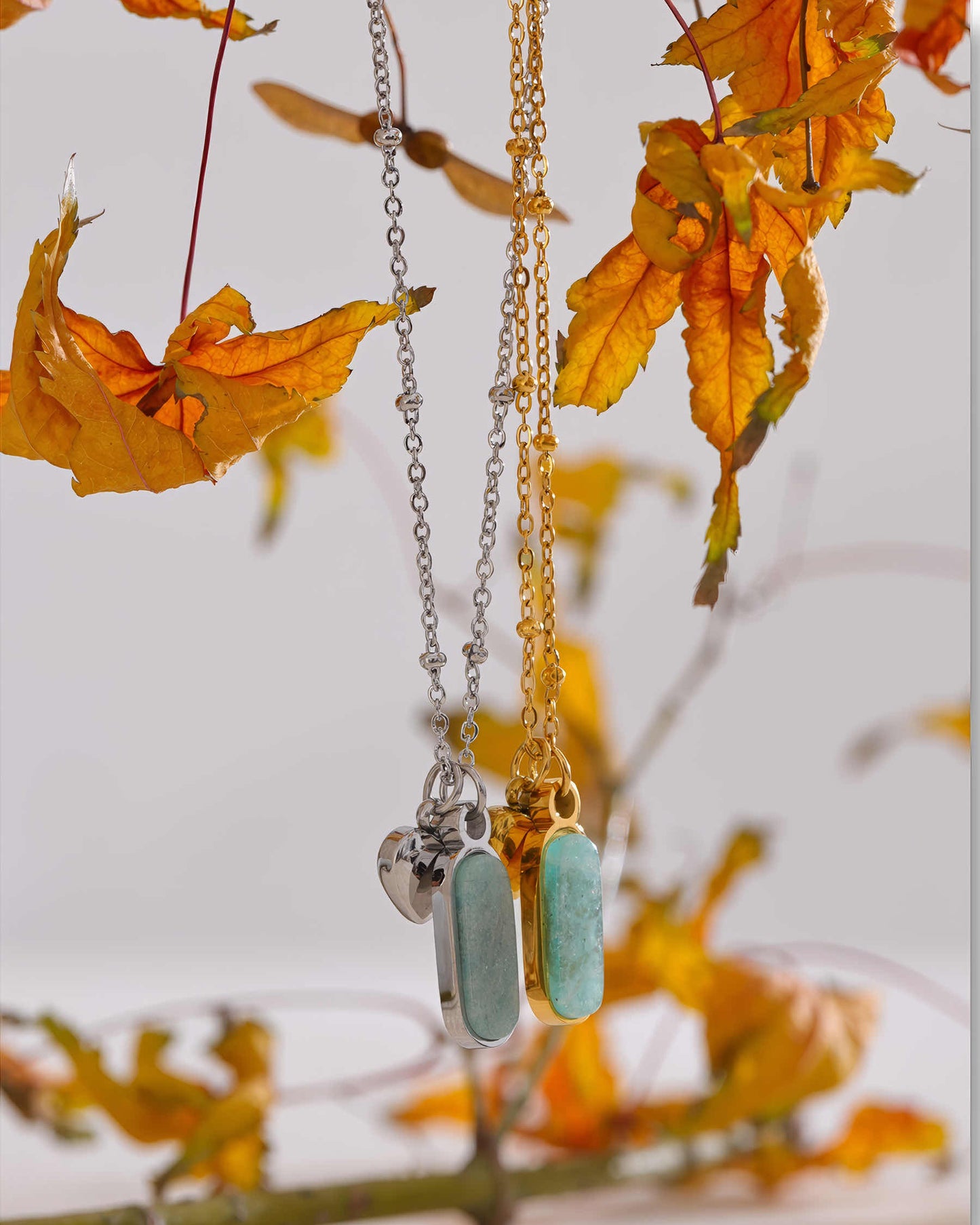 Aura Amazonite Heart Necklace - Gold - Additional View - Ohh Glam