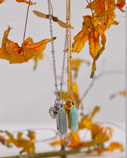 Aura Amazonite Heart Necklace - Gold - Additional View - Ohh Glam