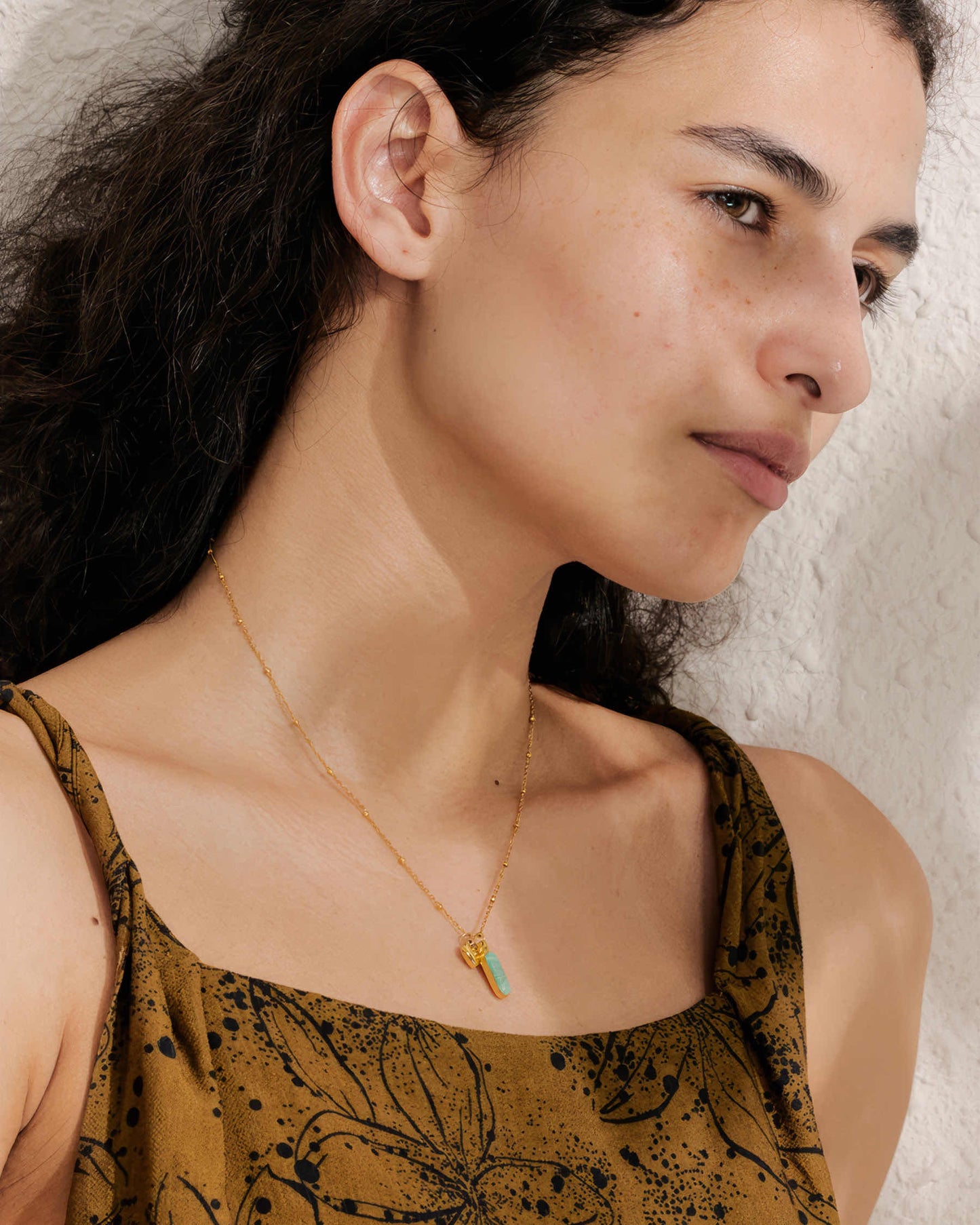 Aura Amazonite Heart Necklace - Gold - Detail View - Ohh Glam