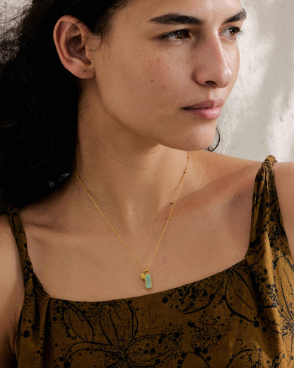 Aura Amazonite Heart Necklace - Gold - Additional View - Ohh Glam