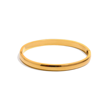Aurelia Minimalist Bangle - Gold - Front View - Ohh Glam