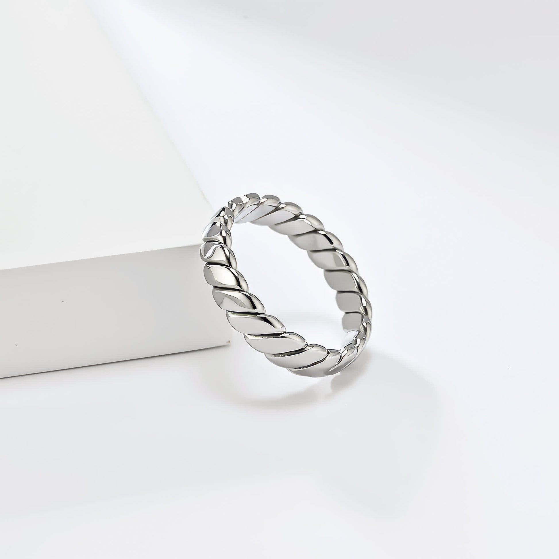 BRAID Chevron Band Ring - Silver - Additional View - Ohh Glam