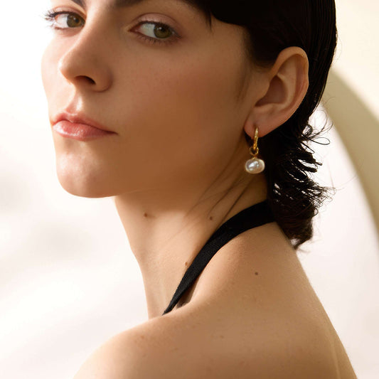 Baroque Pearl Huggie Hoops - Ohh Glam