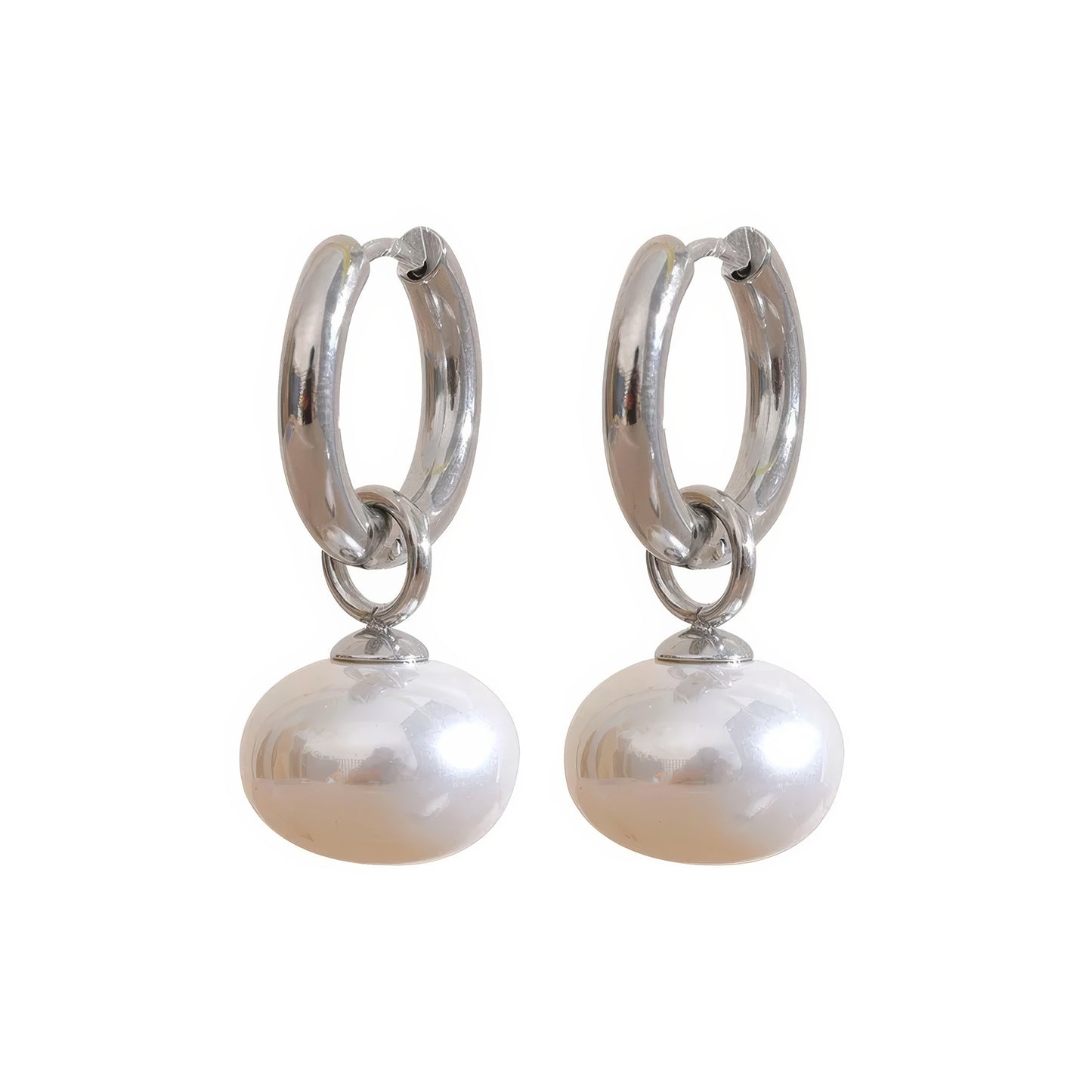 Baroque Pearl Huggie Hoops - Gold - Additional View - Ohh Glam