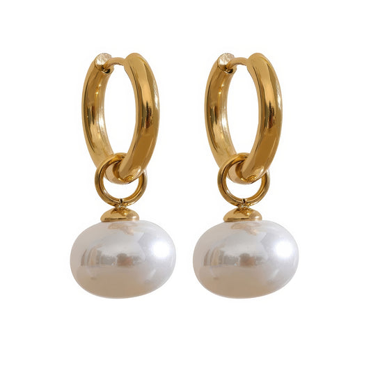 Baroque Pearl Huggie Hoops - Ohh Glam
