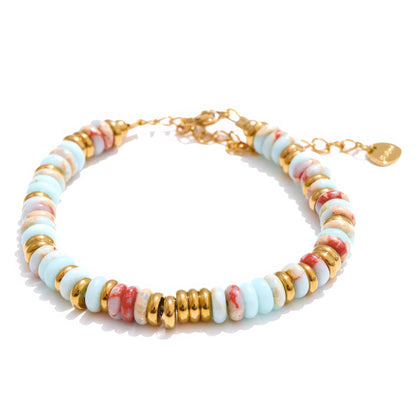 Boho Stone Bracelet - 316L Stainless Steel - Front View - Ohh Glam