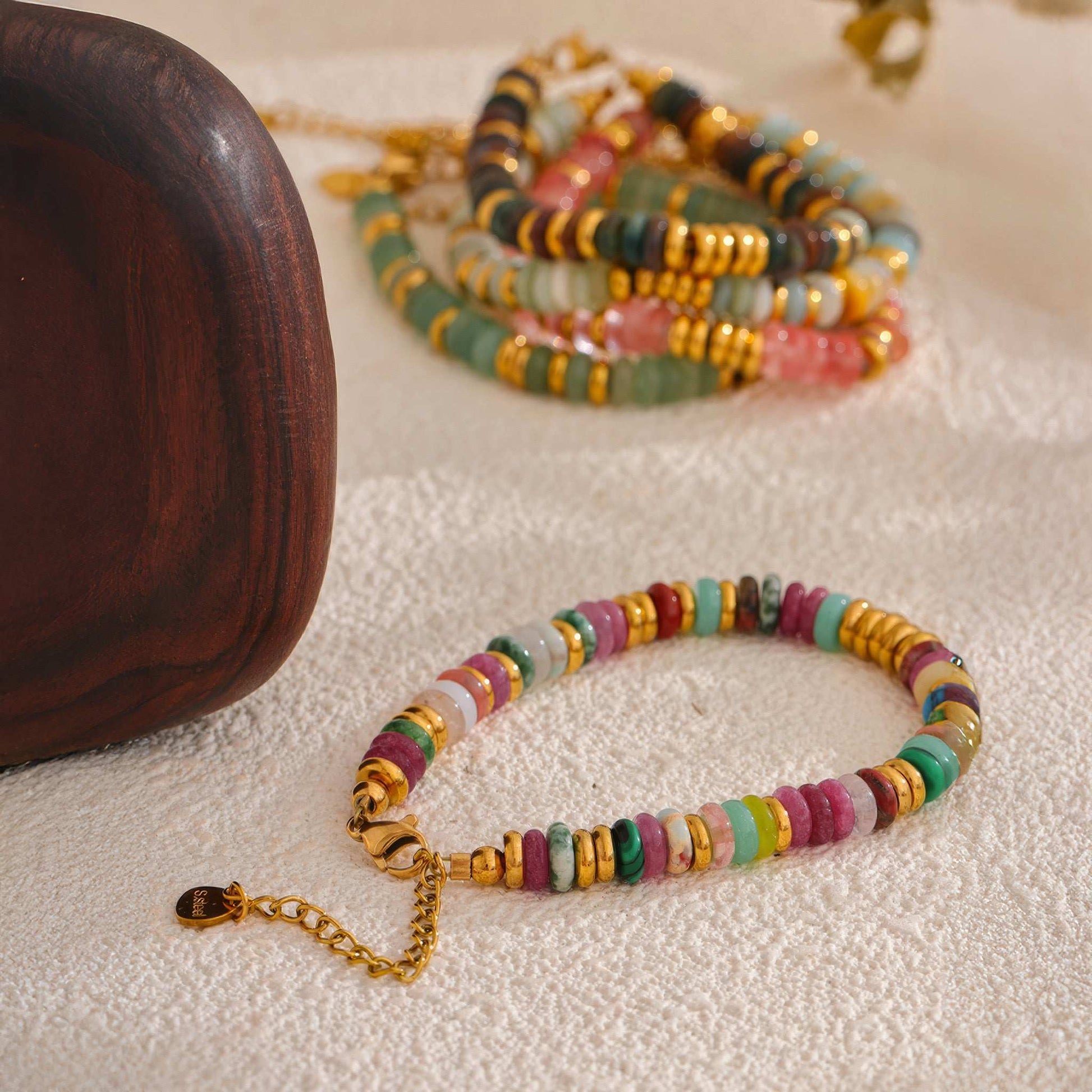 Boho Stone Bracelet - 316L Stainless Steel - Side View - Ohh Glam