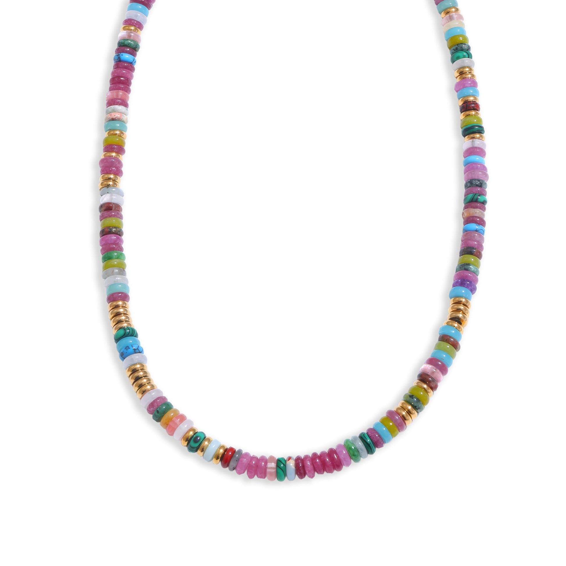 Boho Stone Necklace - 316L Stainless Steel - Front View - Ohh Glam