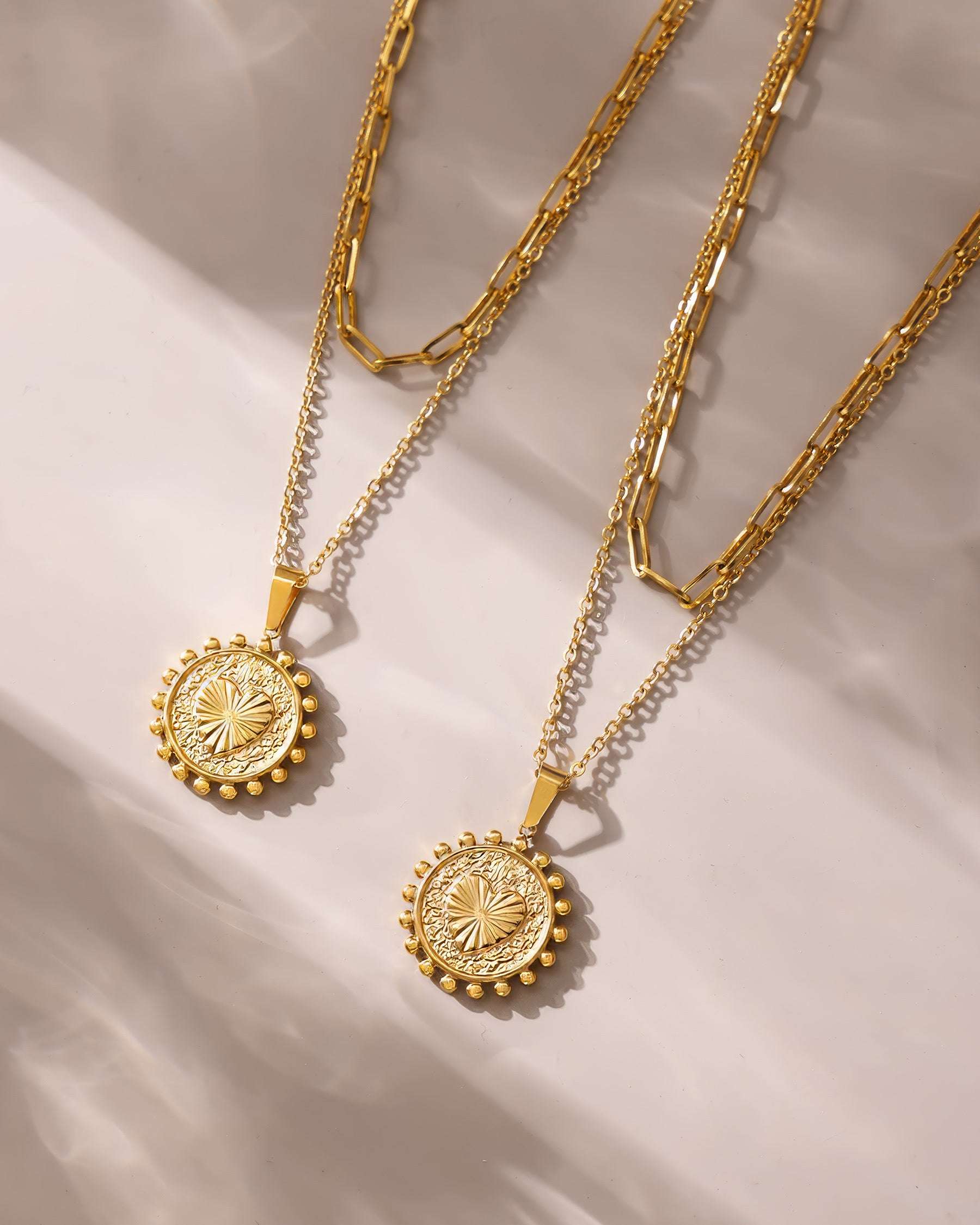 CELESTIA Layered Heart Medallion - Gold - Back View - Ohh Glam