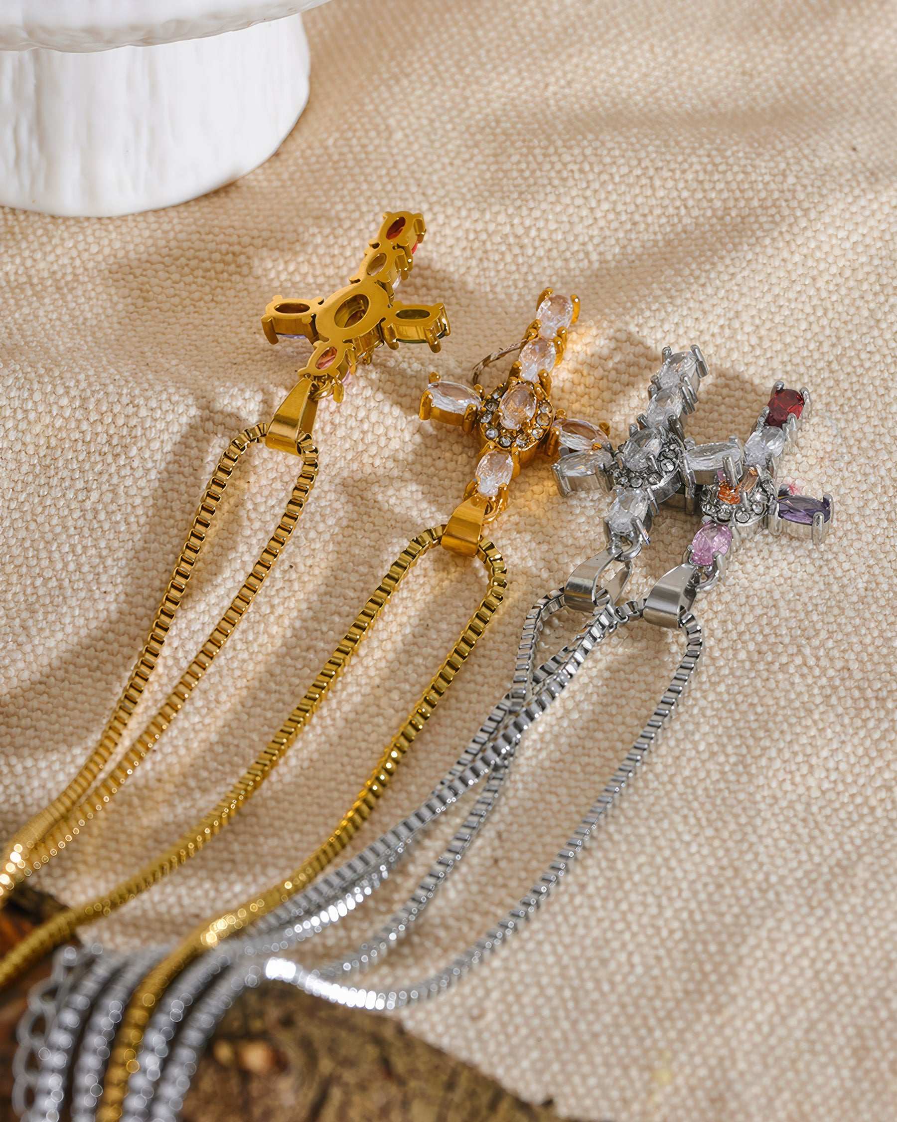 CELESTIAL Prism Cross Necklace - Gold - Back View - Ohh Glam