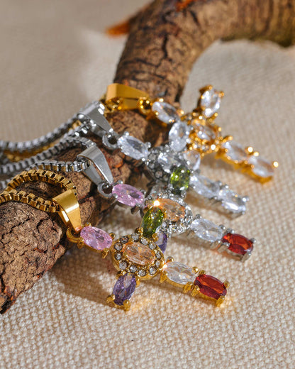 CELESTIAL Prism Cross Necklace - Gold - Additional View - Ohh Glam