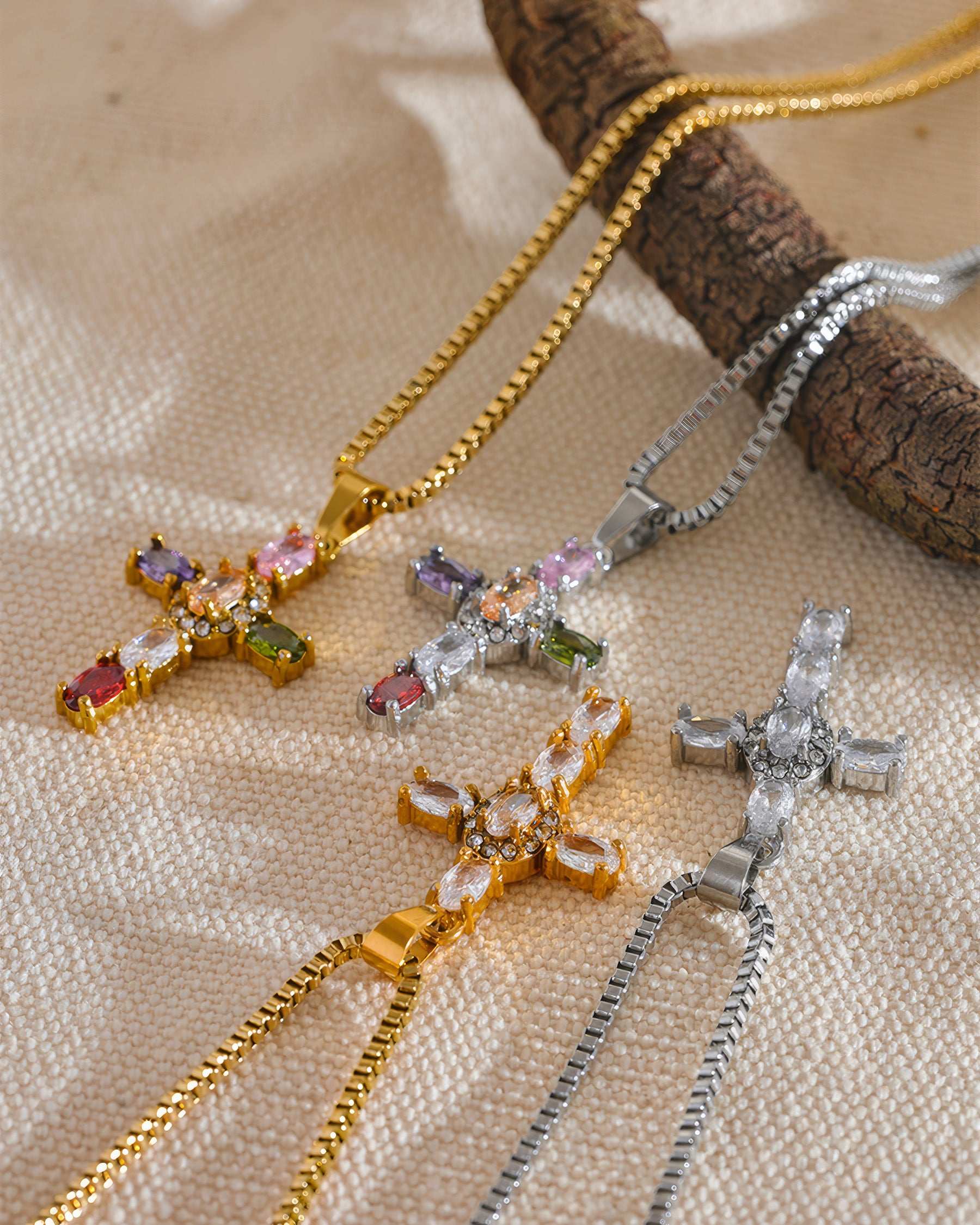 CELESTIAL Prism Cross Necklace - Gold - Additional View - Ohh Glam