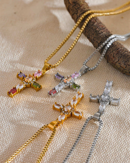 CELESTIAL Prism Cross Necklace - Gold - Additional View - Ohh Glam