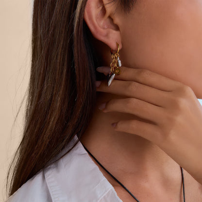 CHARM Lock Huggie Earrings - Gold - Additional View - Ohh Glam