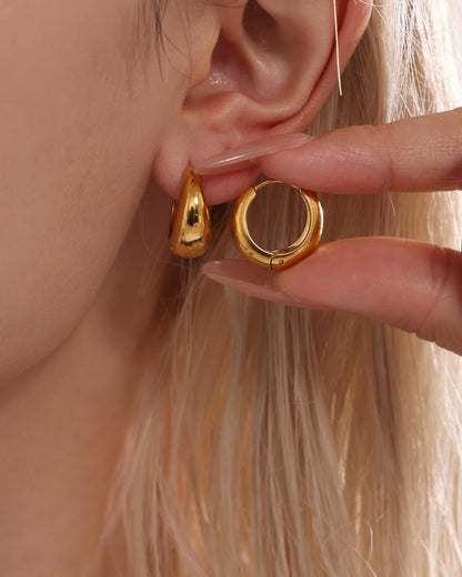 COCO Chunky Huggie Earrings - Gold - Side View - Ohh Glam