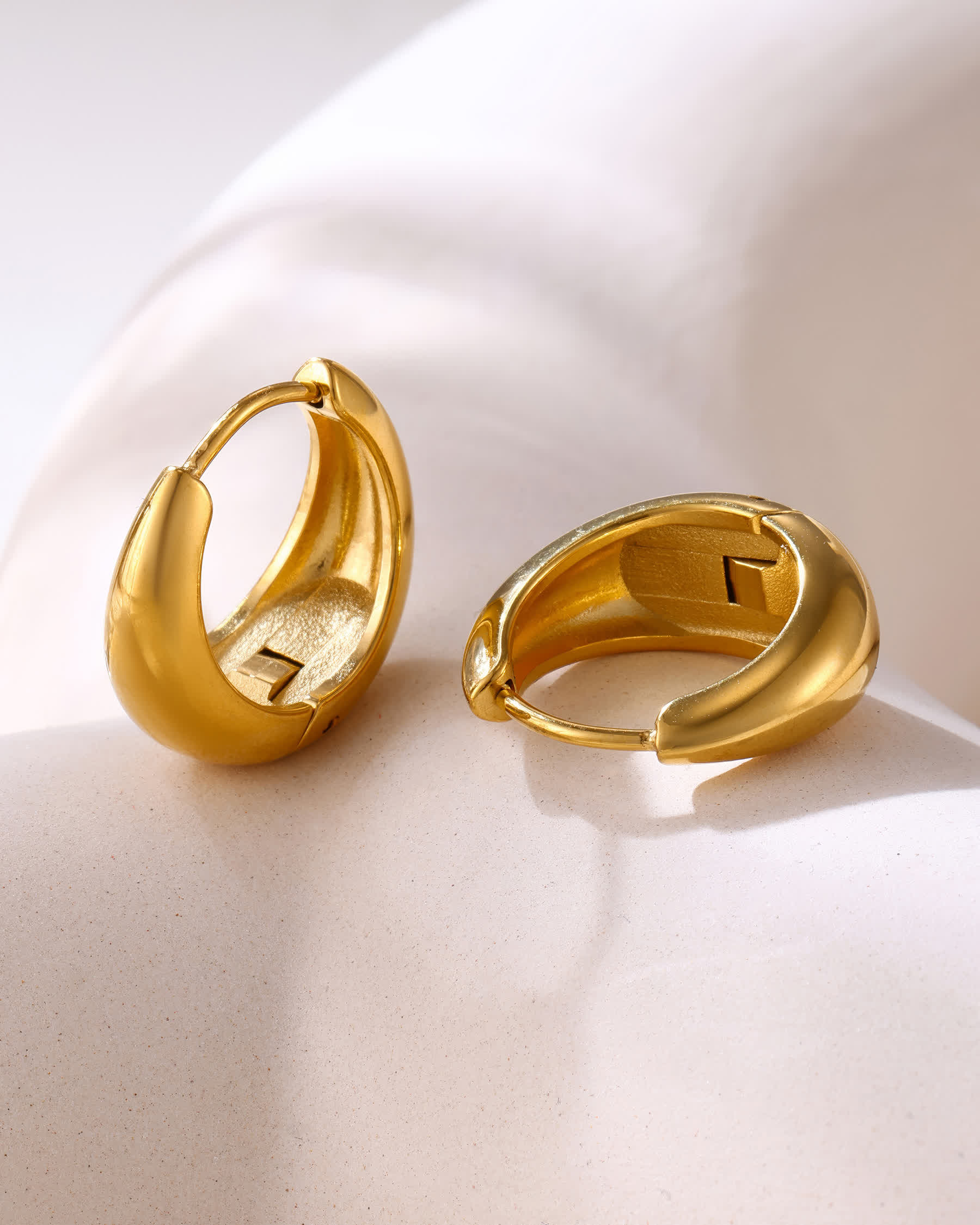 COCO Chunky Huggie Earrings - Gold - Additional View - Ohh Glam