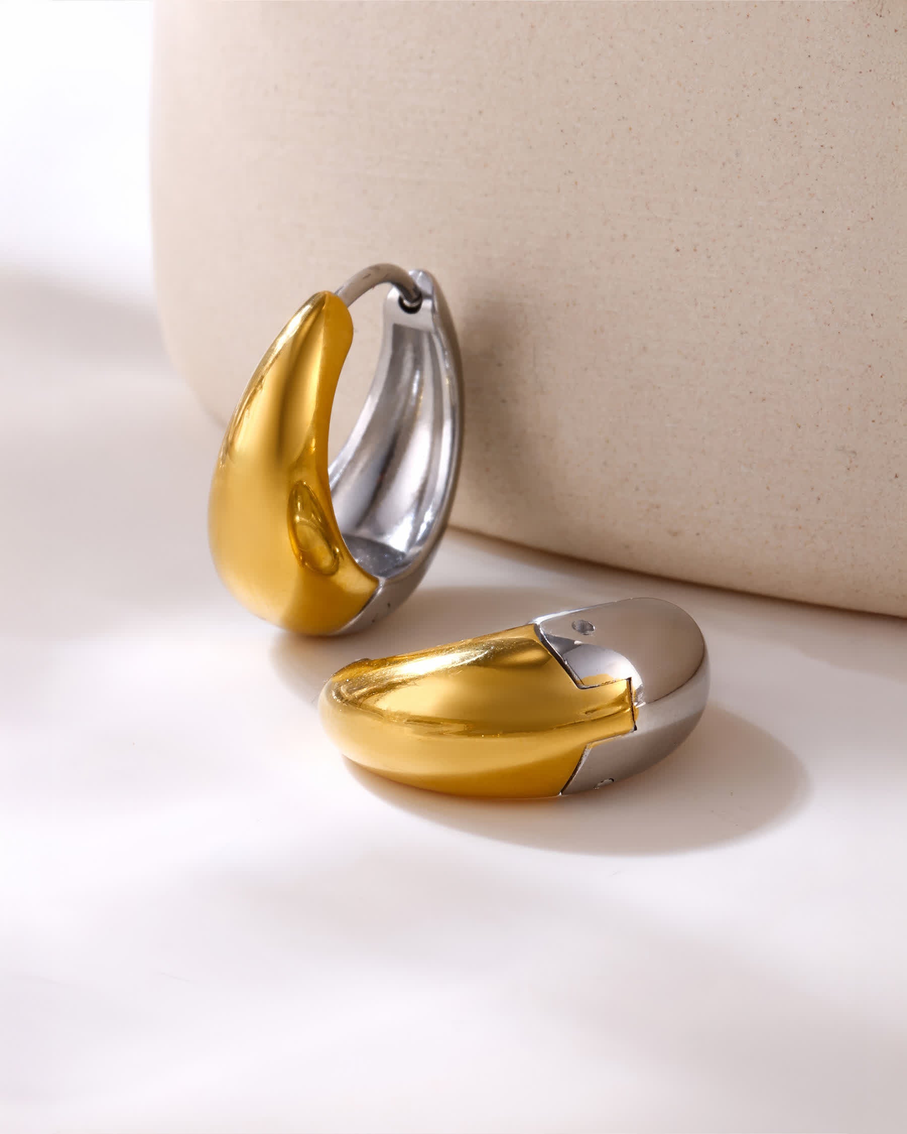 COCO Chunky Huggie Earrings - Gold - Additional View - Ohh Glam