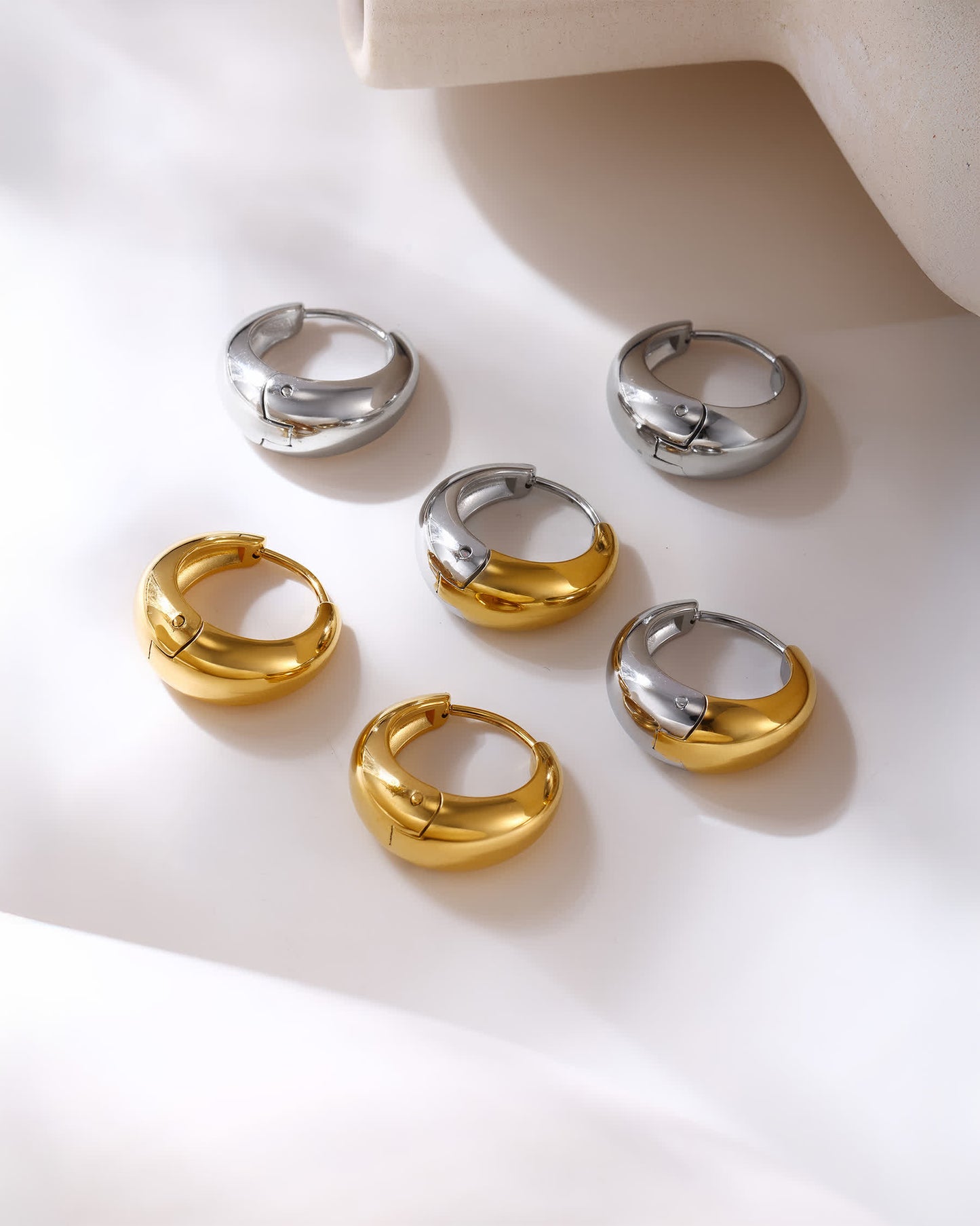COCO Chunky Huggie Earrings - Gold - Back View - Ohh Glam