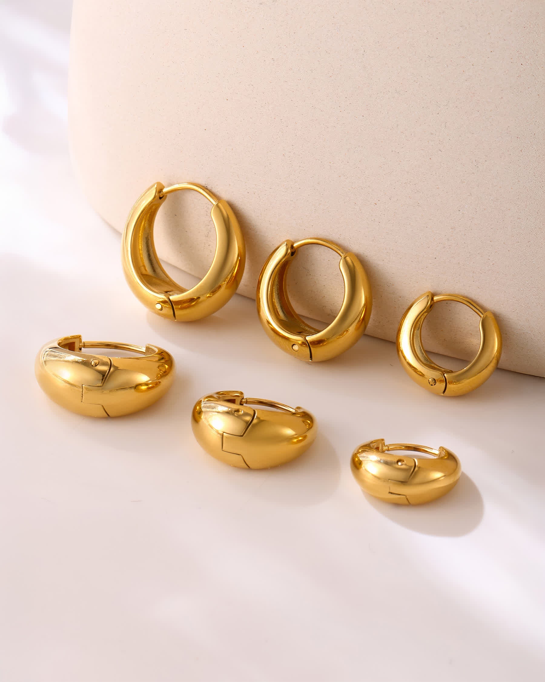 COCO Chunky Huggie Earrings - Gold - Additional View - Ohh Glam