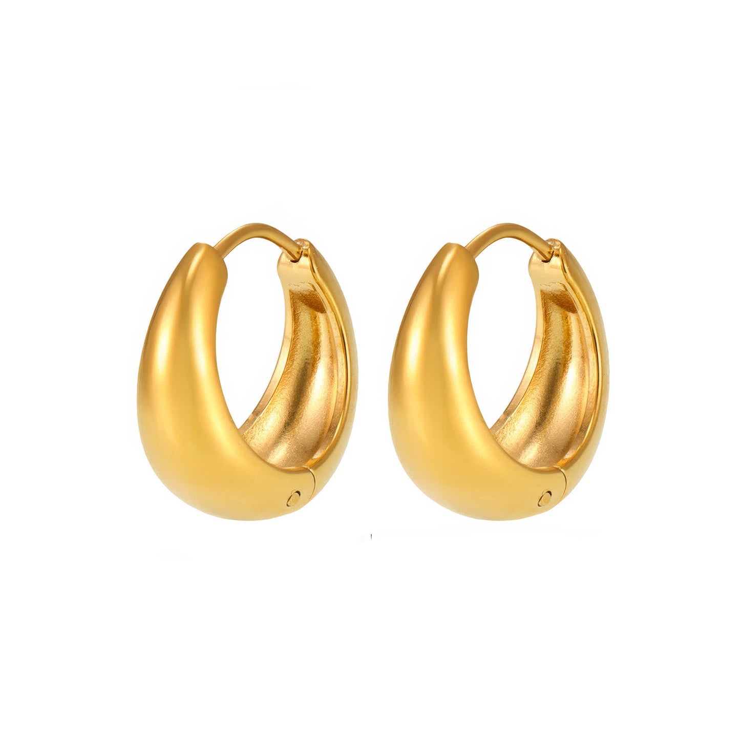 COCO Chunky Huggie Earrings - Gold - Front View - Ohh Glam