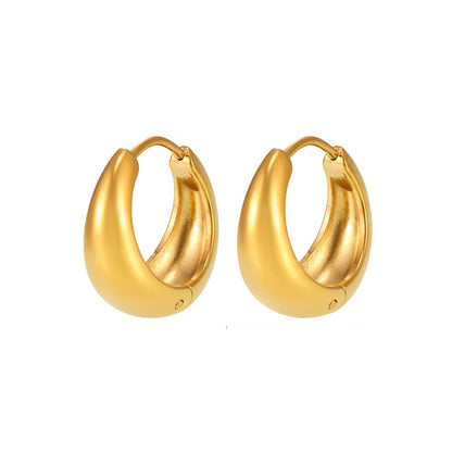 COCO Chunky Huggie Earrings - Gold - Front View - Ohh Glam