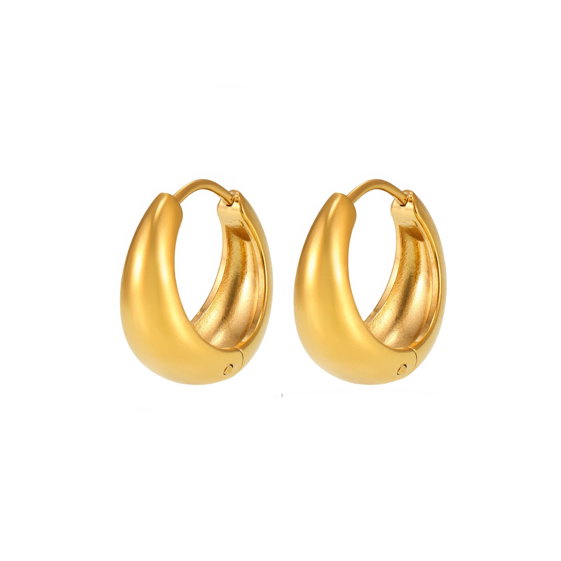 COCO Chunky Huggie Earrings - Gold - Front View - Ohh Glam