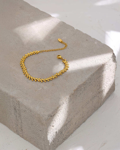 LAUREL Leaf Chain Bracelet - Gold - Back View - Ohh Glam