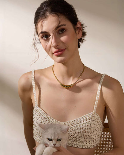 CRESCENT Statement Choker - Gold - Detail View - Ohh Glam
