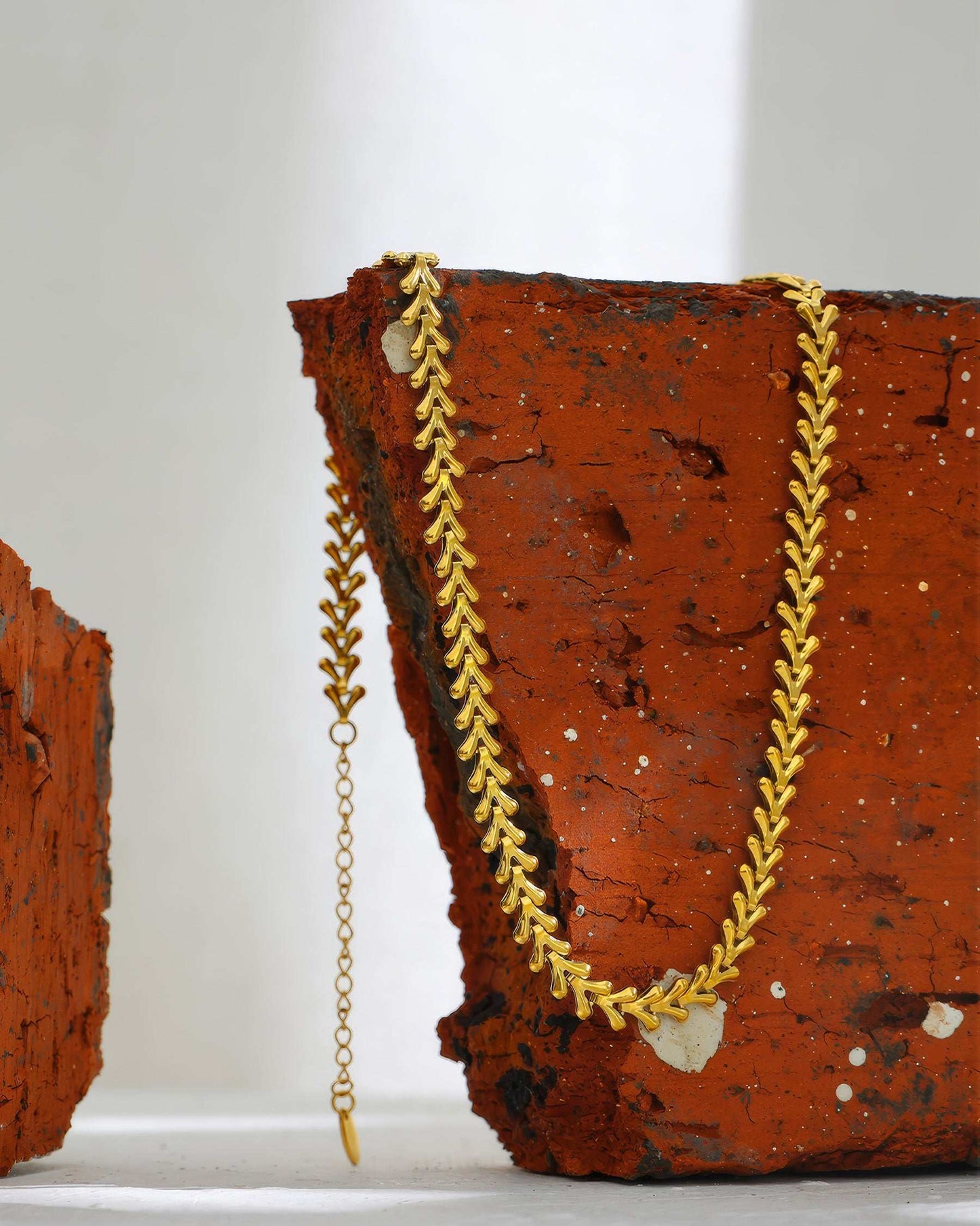 LAUREL Leaf Chain Necklace - Gold - Back View - Ohh Glam