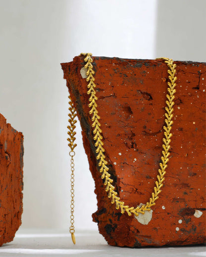 LAUREL Leaf Chain Necklace - Gold - Back View - Ohh Glam