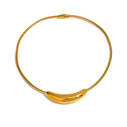 CRESCENT Statement Choker - Gold - Front View - Ohh Glam