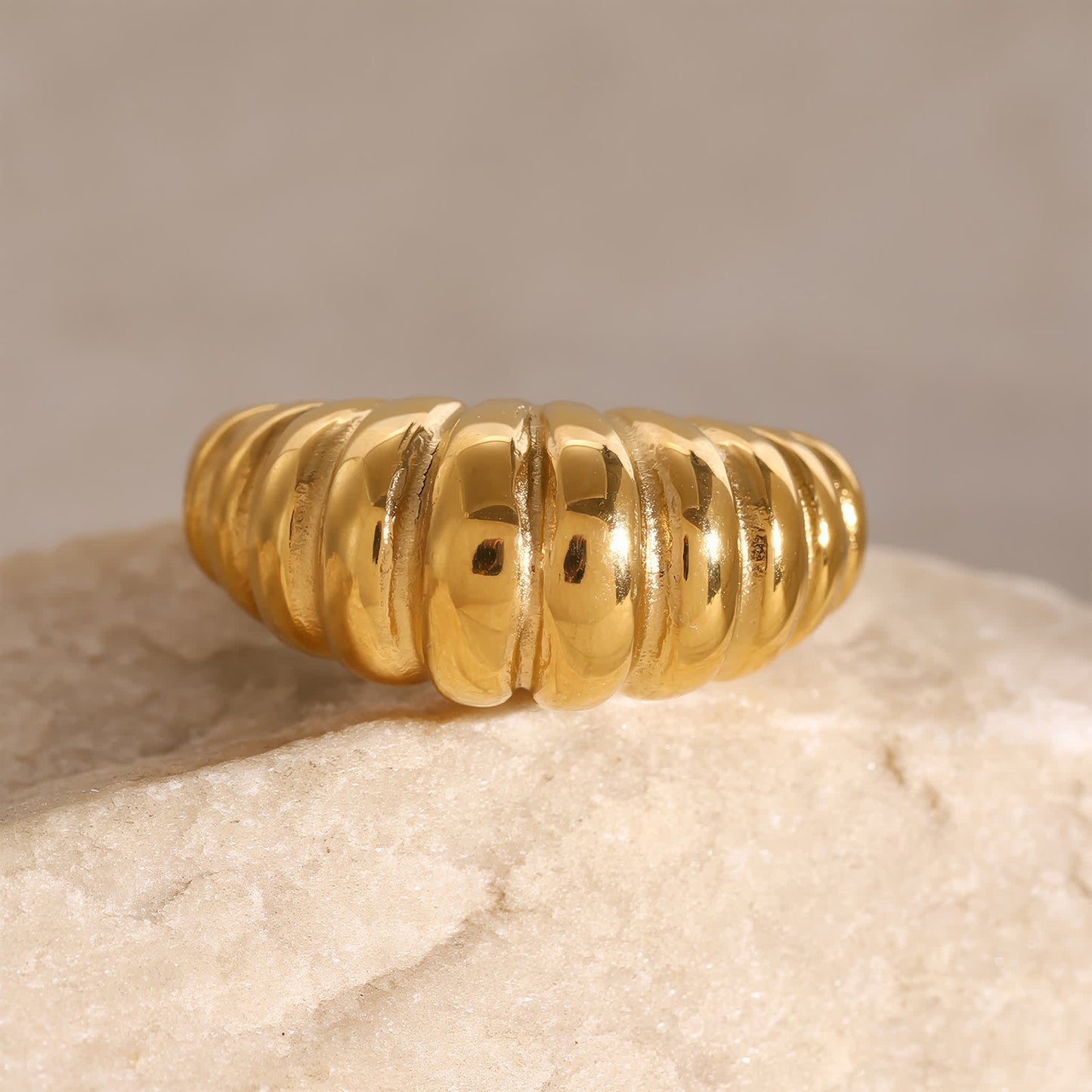 CROISSANT Dome Ring - Gold - Detail View - Ohh Glam