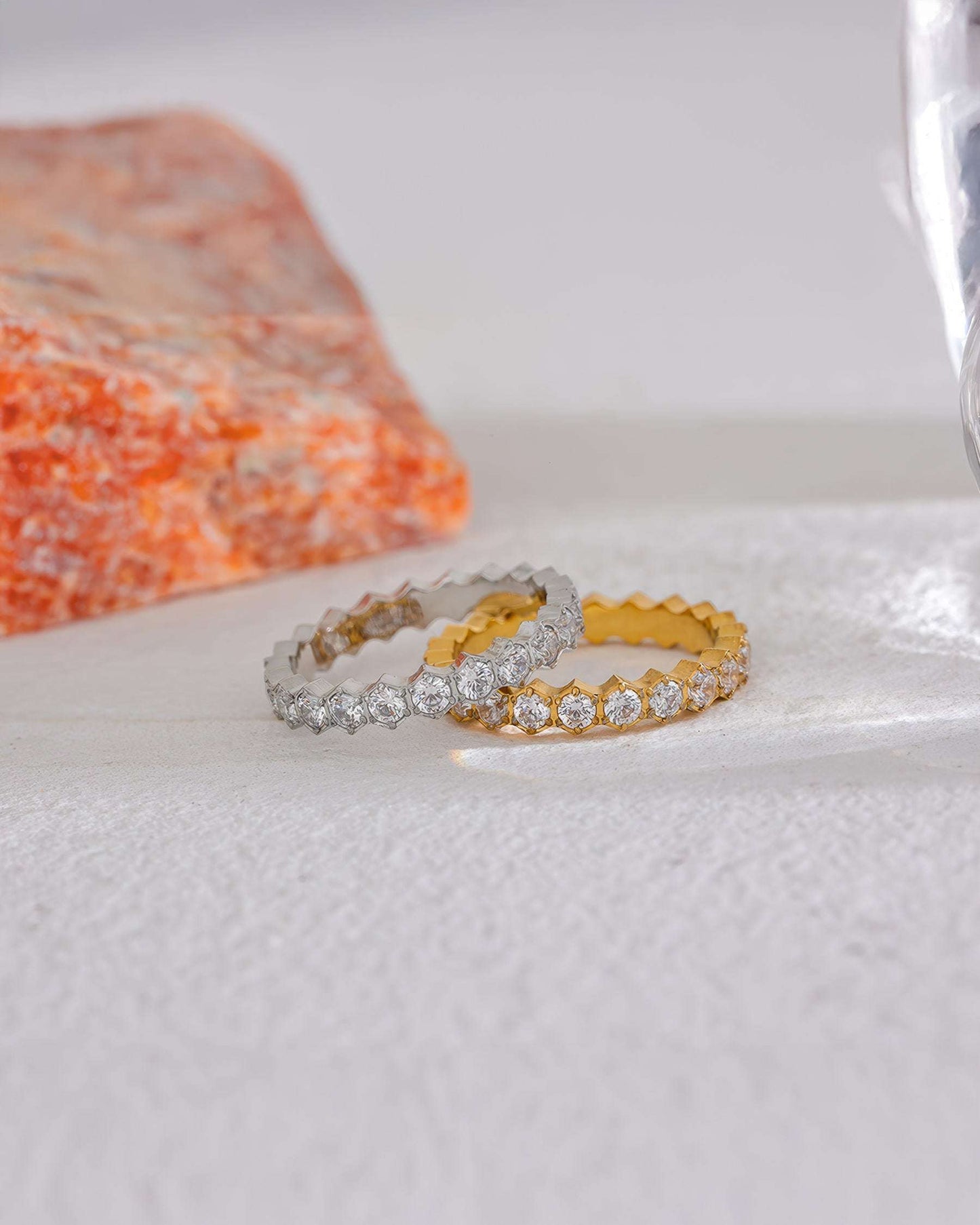 CROWN Crystal Eternity Ring - Gold - Additional View - Ohh Glam