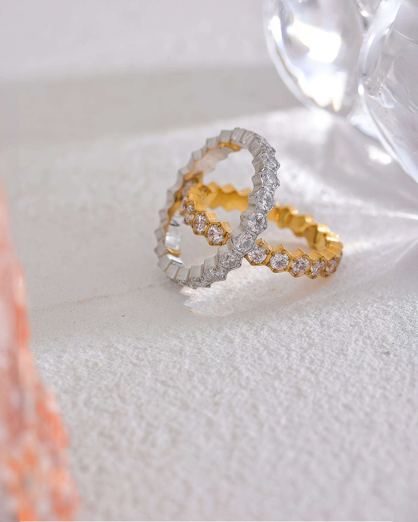 CROWN Crystal Eternity Ring - Gold - Back View - Ohh Glam
