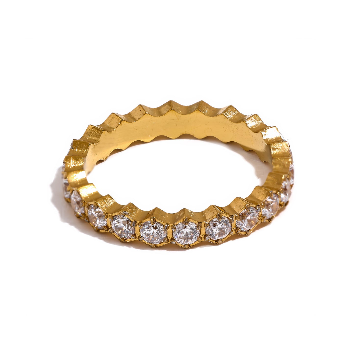 CROWN Crystal Eternity Ring - Gold - Additional View - Ohh Glam
