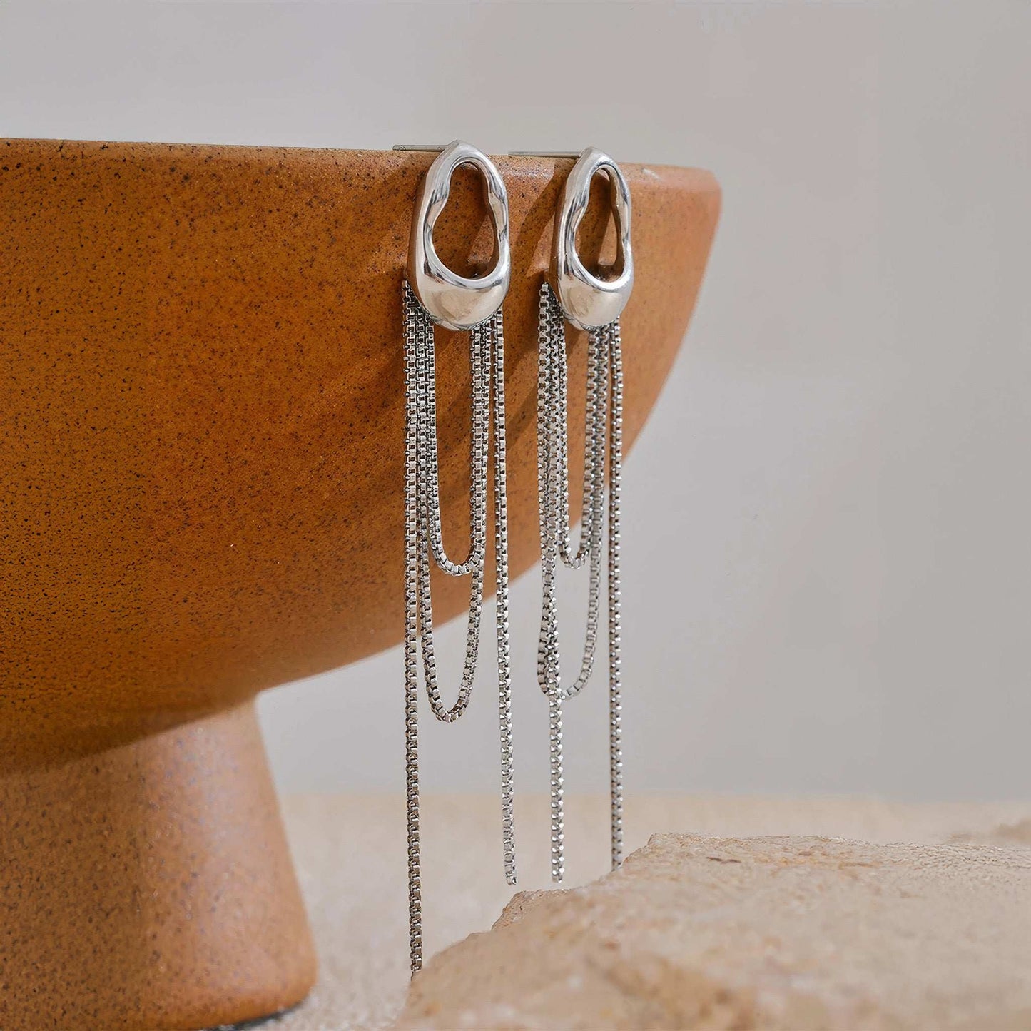Cascade Chain Drop Earrings - Gold - Additional View - Ohh Glam