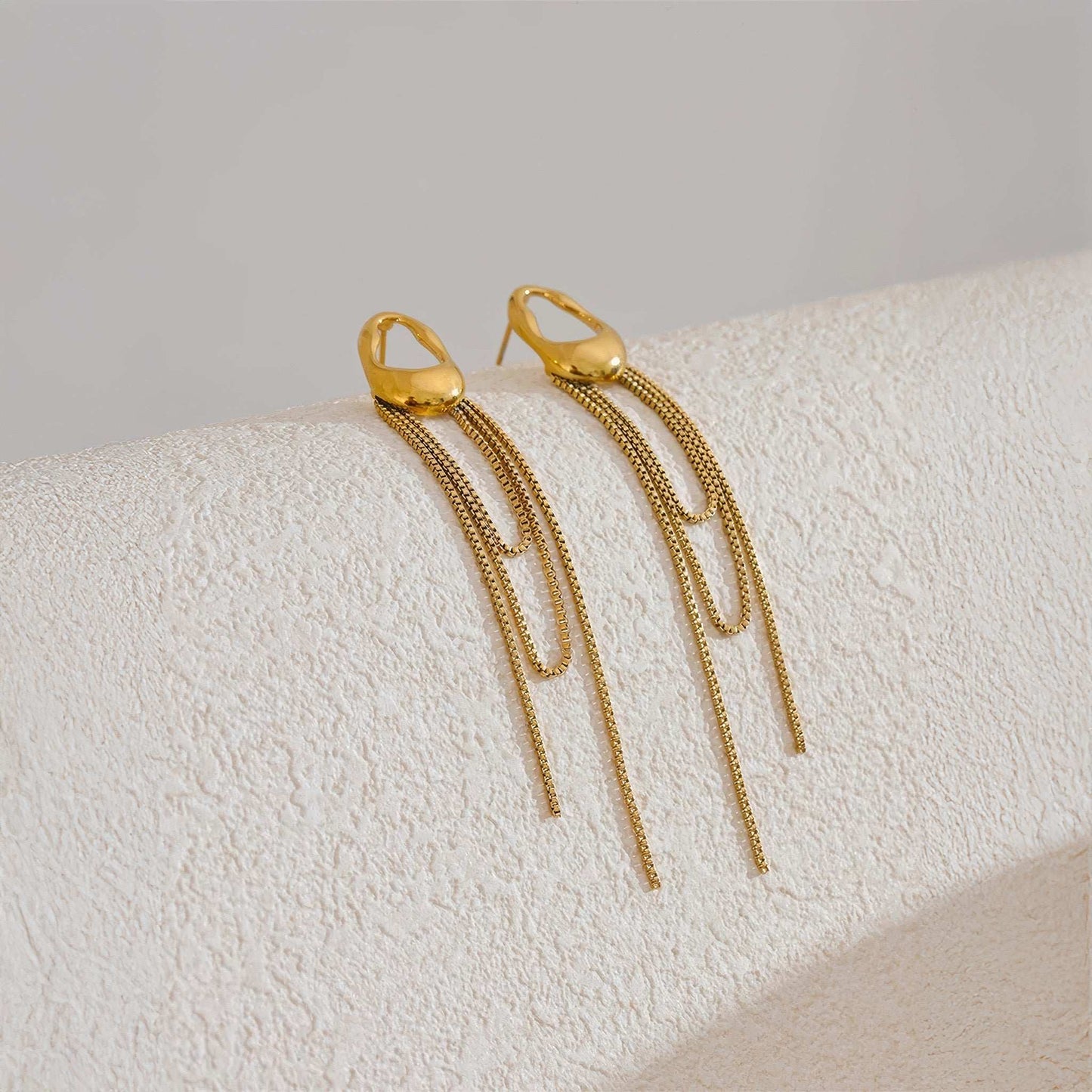 Cascade Chain Drop Earrings - Gold - Additional View - Ohh Glam