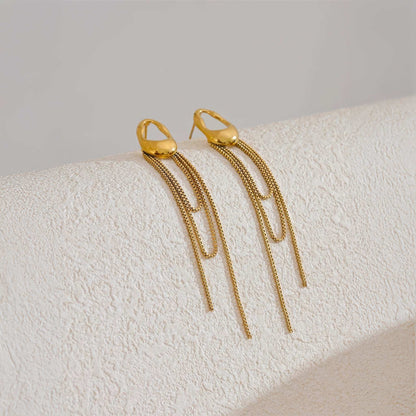 Cascade Chain Drop Earrings - Gold - Additional View - Ohh Glam