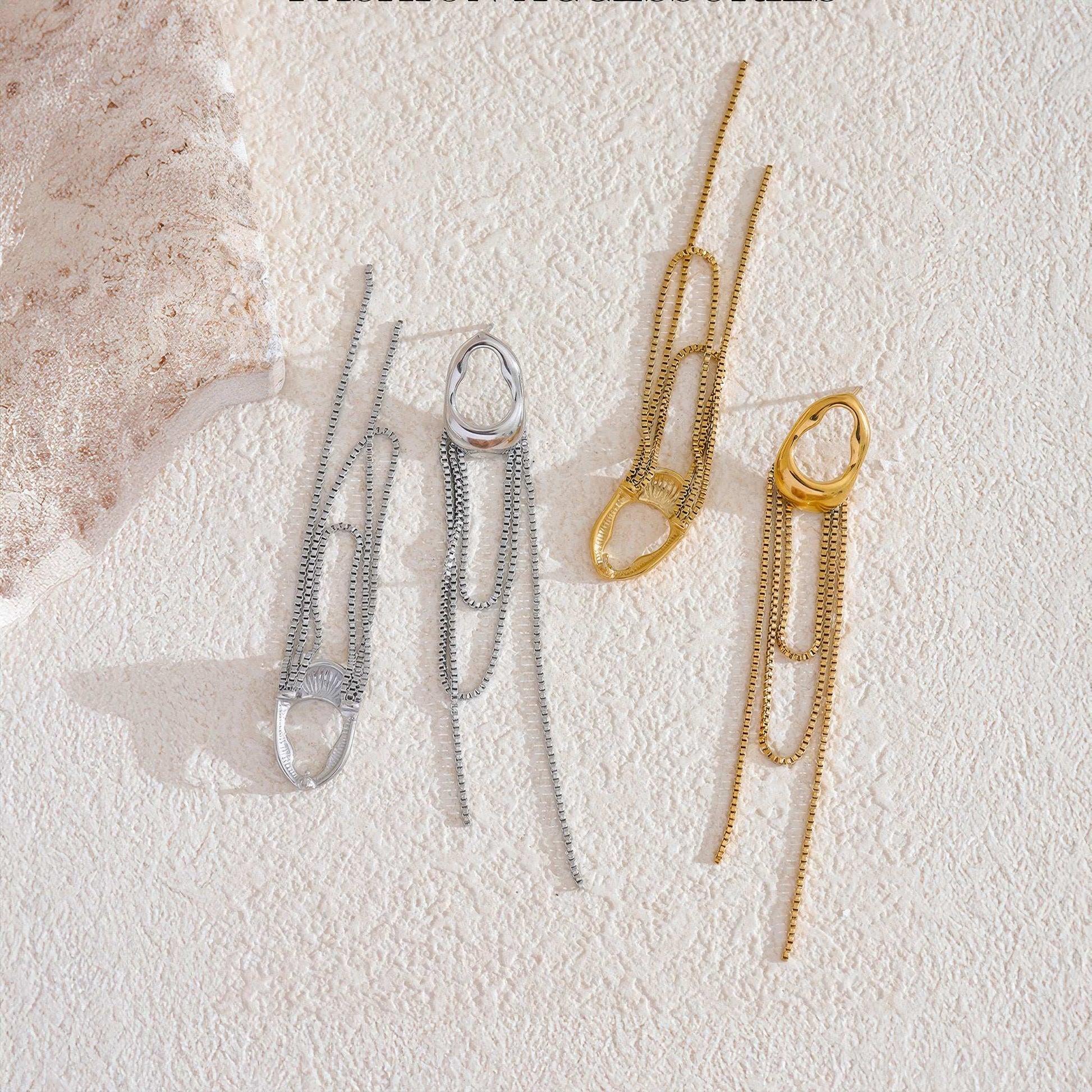Cascade Chain Drop Earrings - Gold - Additional View - Ohh Glam