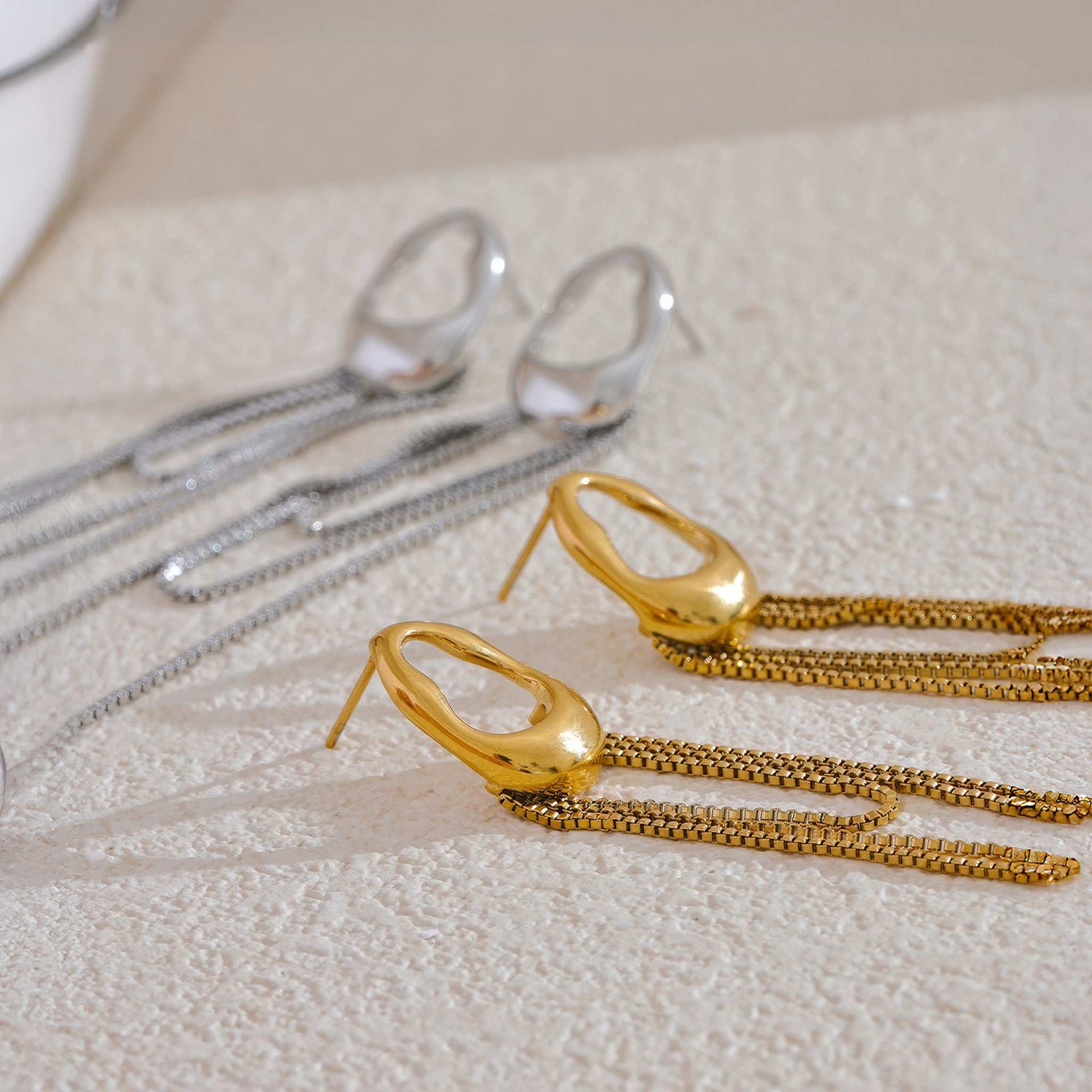 Cascade Chain Drop Earrings - Gold - Additional View - Ohh Glam