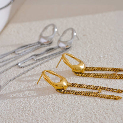 Cascade Chain Drop Earrings - Gold - Additional View - Ohh Glam