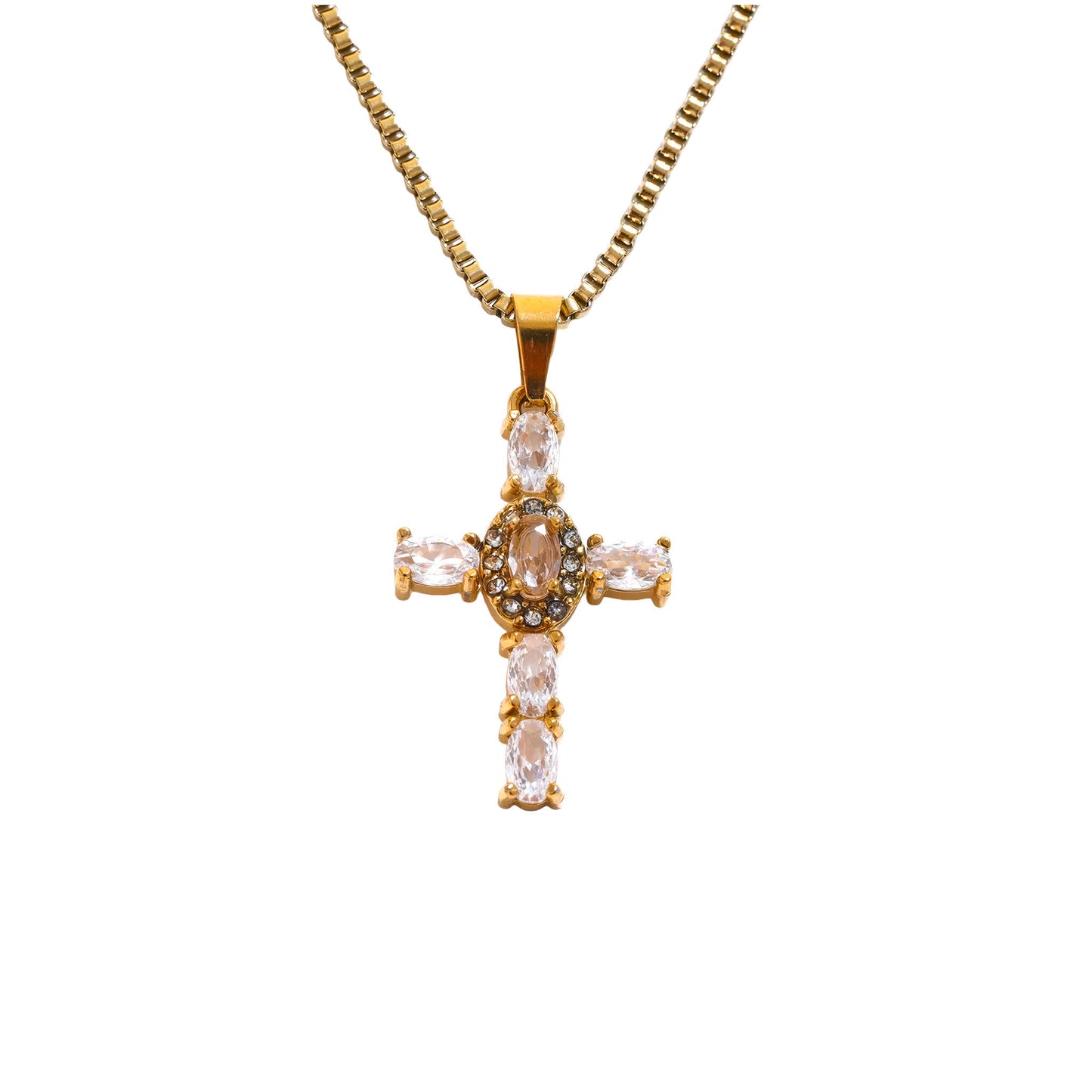 CELESTIAL Prism Cross Necklace - Gold - Additional View - Ohh Glam