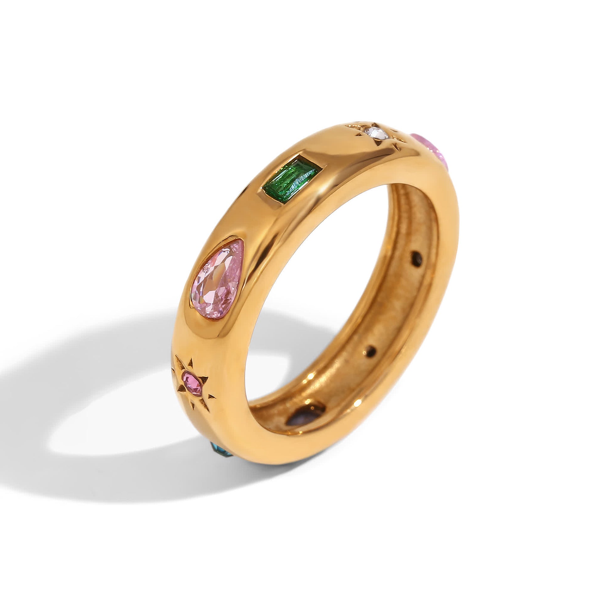 Celestial Multi-Gem Ring - Gold - Front View - Ohh Glam