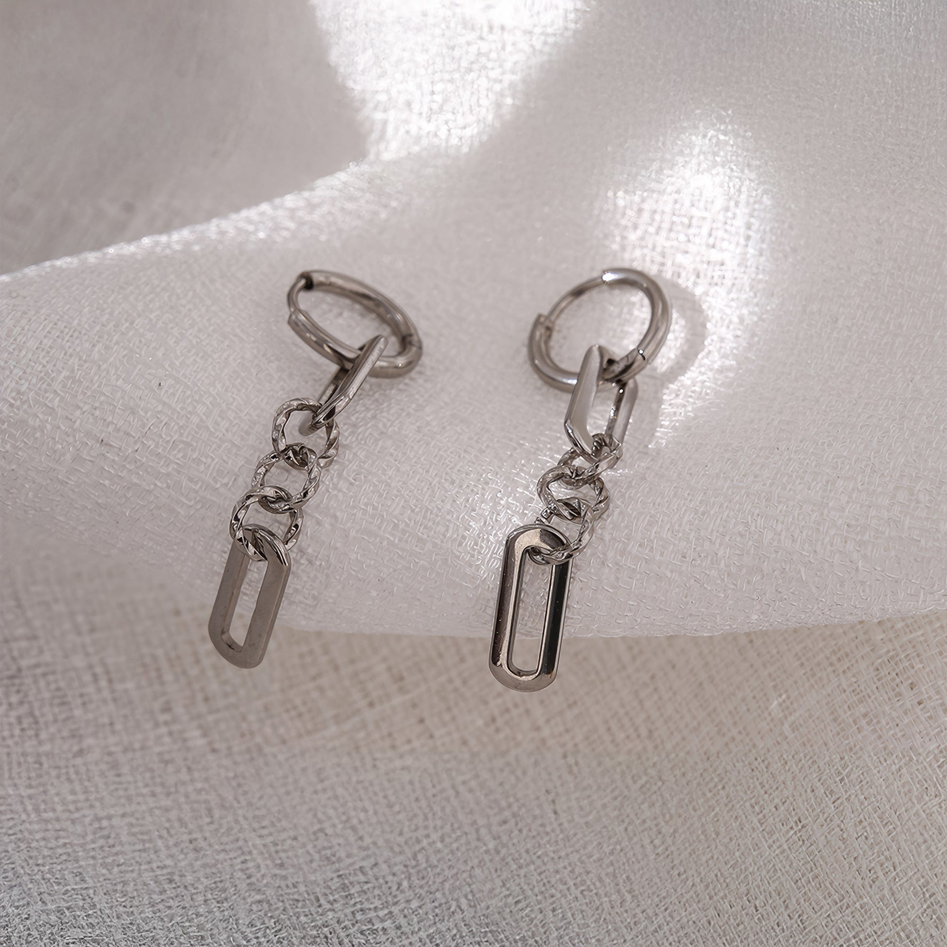Chain Link Drop Earrings - Gold - Additional View - Ohh Glam