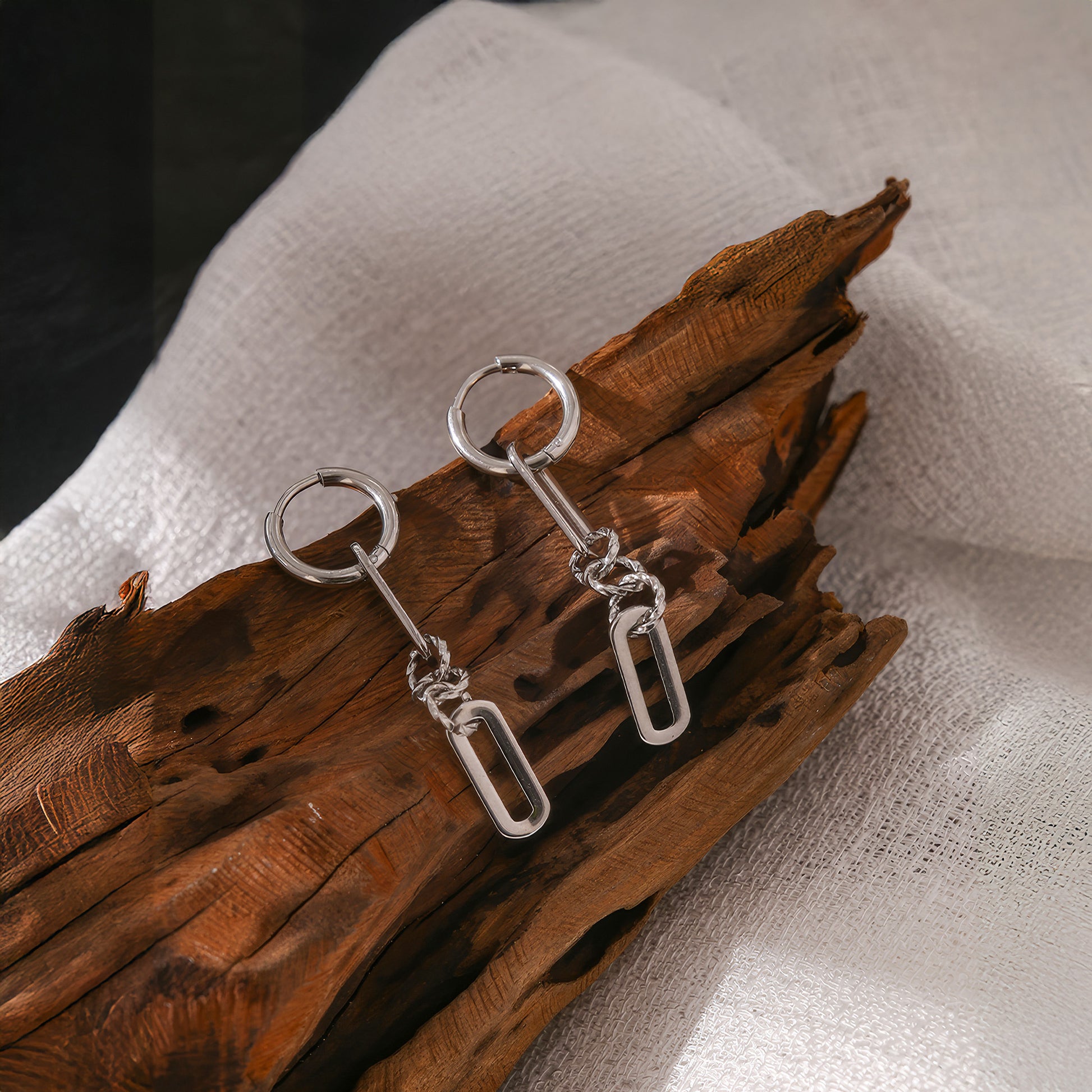 Chain Link Drop Earrings - Gold - Additional View - Ohh Glam